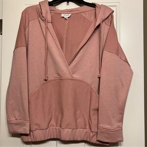 Heyson Women’s V-neck Pullover Hoodie Sweatshirt in Mauve / Pink Size Medium
